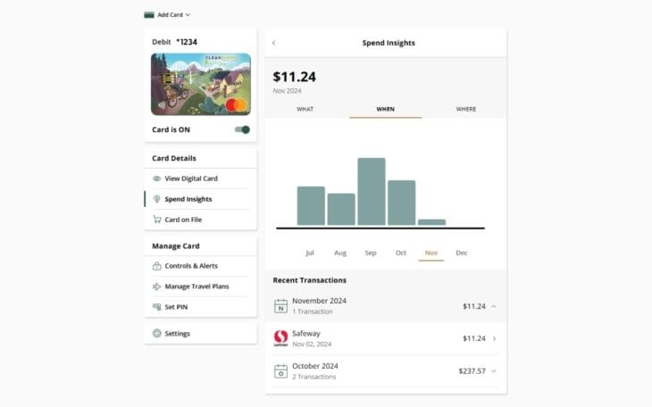 This is a screenshot of online banking showing how you can see how much you are spending.
